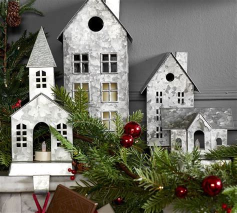 metal houses christmas decorations|vintage christmas village.